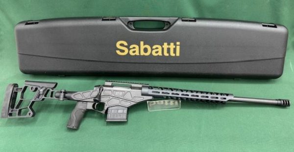 .6.5CM SABATTI MODEL ''ST-18'' TACTICAL BLUED CHASSIS RIFLE 20'' FITTED WITH MUZZLE BREAK IN HARD CASE