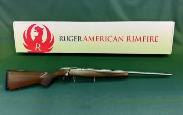 .22 RUGER ''AMERICAN'' BOLT ACTION STAINLESS WALNUT WITH SIGHTS 10RD MAG