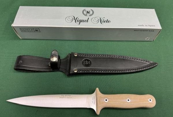 KNIFE NIETO PIG STICKER 20CM DESERT MIKARTA WHITE WITH LEATHER SHEATH ( ND1N )