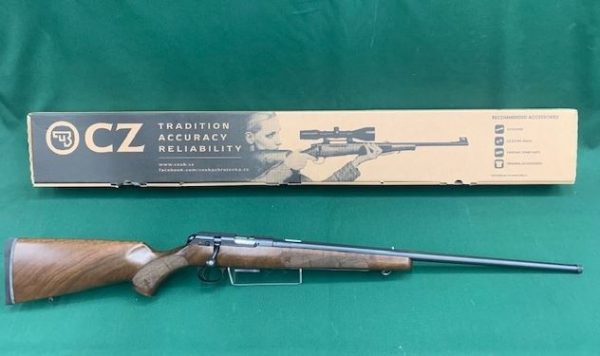 .22 MAG CZ 457 AMERICAN BLUED WALNUT WOOD 24'' THREADED BARREL