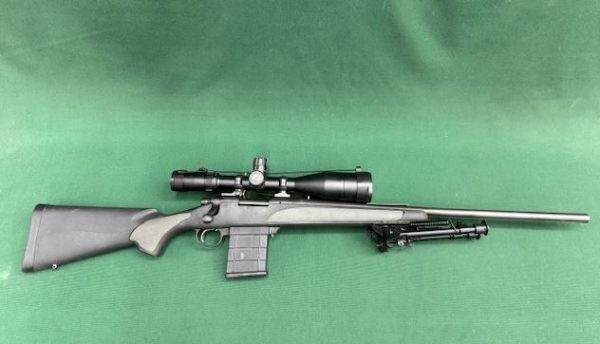 .243 REM700 SPS BLUED SYNTHETIC 24" BARREL FITTED WITH 6-24X50 BUSHNELL TACTCAL ELITE SCOPE/BIPOD & 10RD MAG CONVERSION